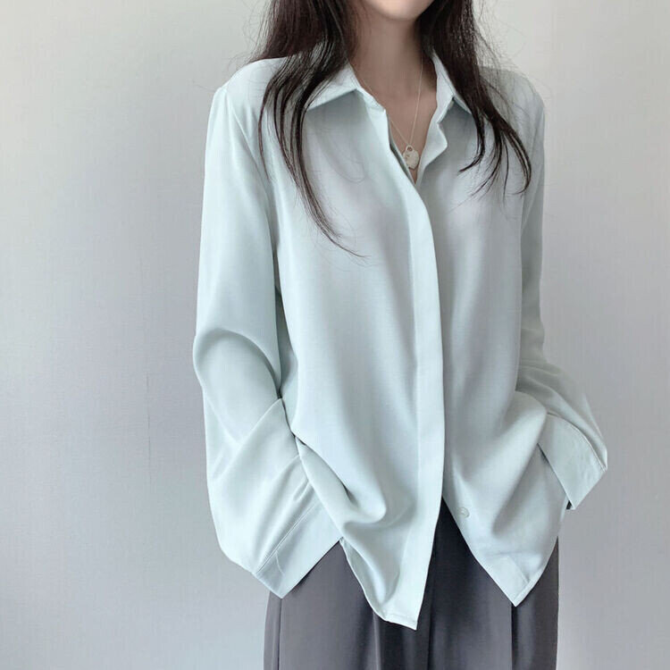 シークレットボタンルーズフィットシャツ10色 LIGHT MINT