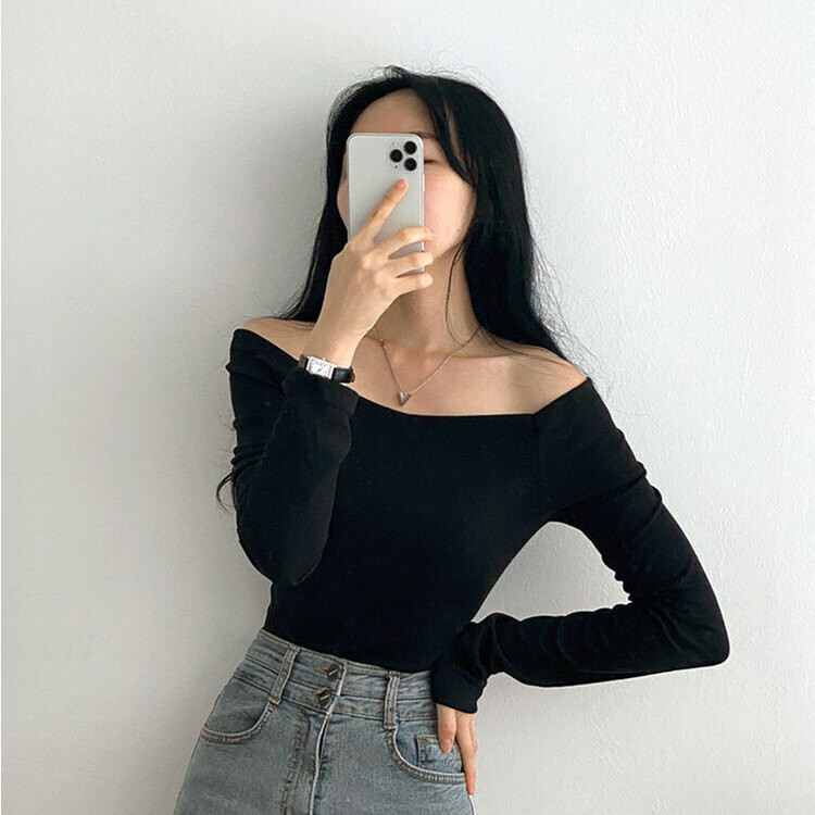 2WAYオフショルダー長袖Tシャツ｜長袖Tシャツ｜韓国ファッション通販 SONA