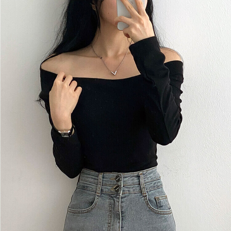 2WAYオフショルダー長袖Tシャツ｜長袖Tシャツ｜韓国ファッション通販 SONA
