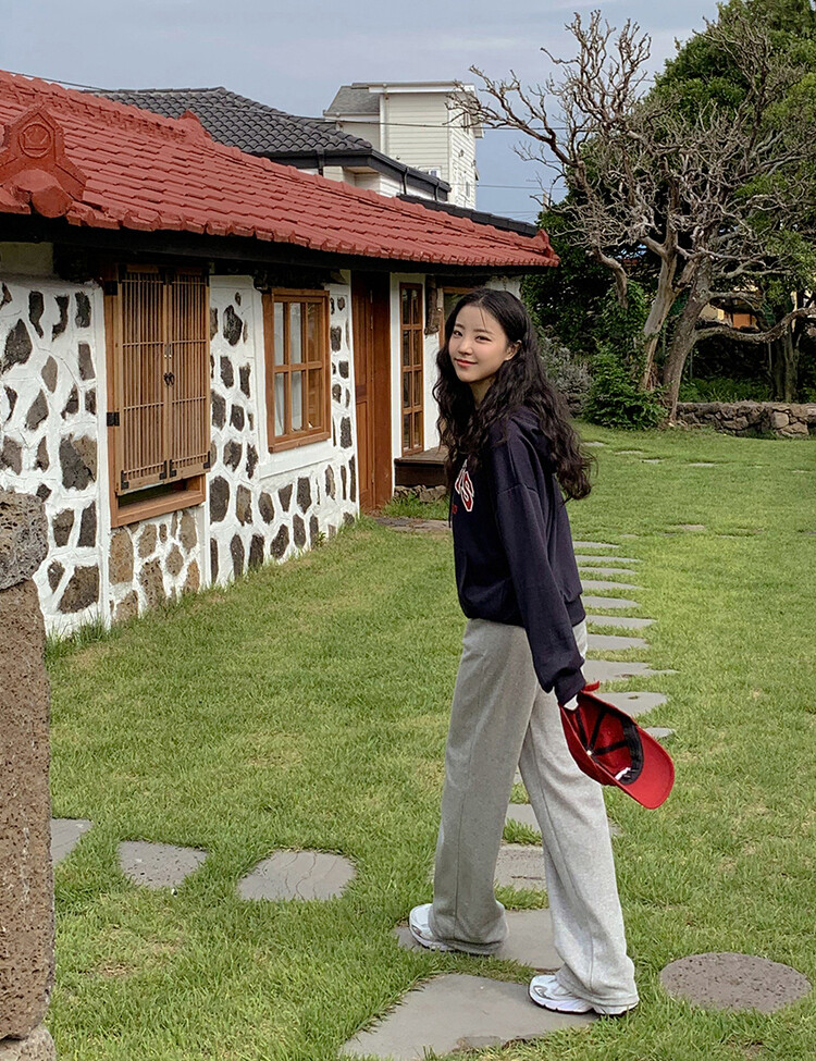 PARIS英文コットンフードパーカー ネイビー