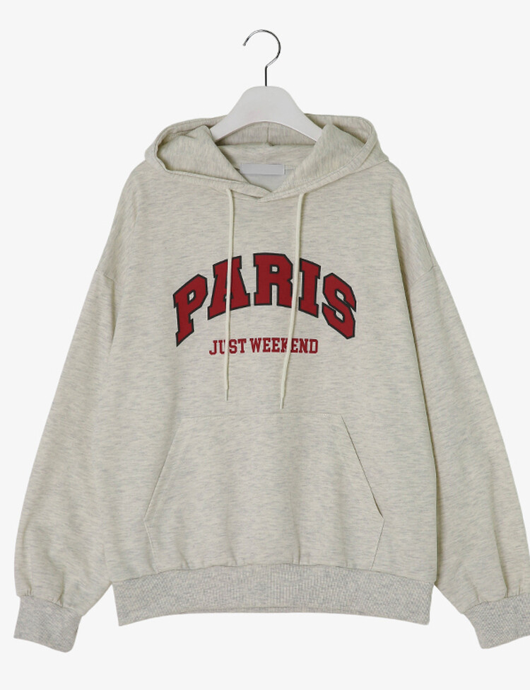 PARIS英文コットンフードパーカー