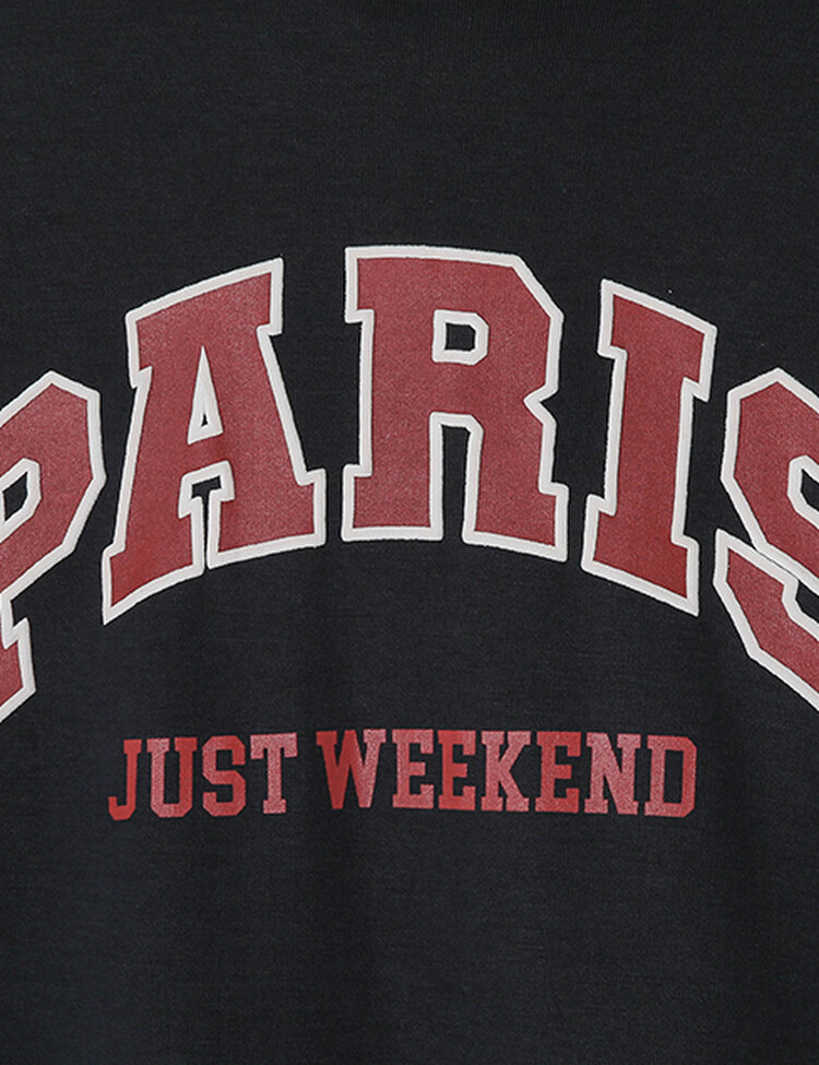 PARIS英文コットンフードパーカー