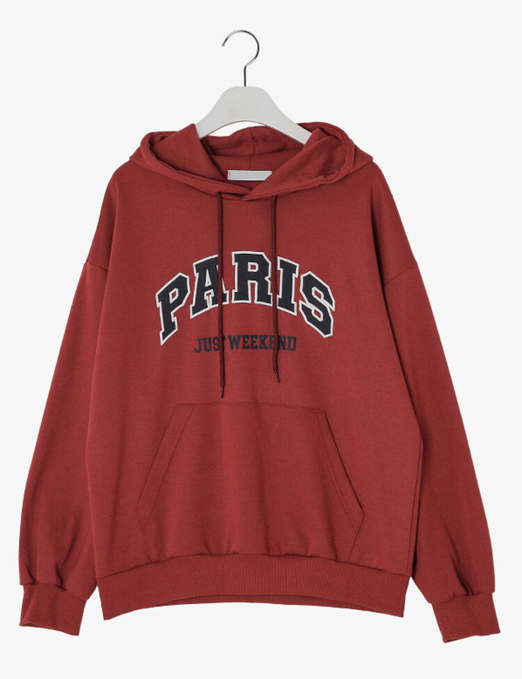 PARIS英文コットンフードパーカー