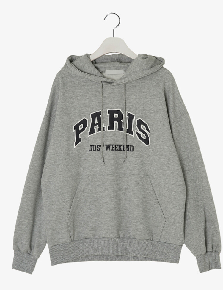 PARIS英文コットンフードパーカー