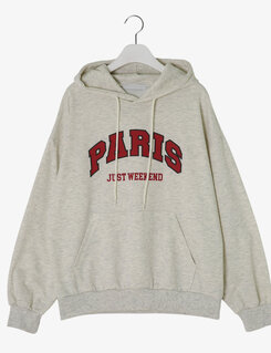 PARIS英文コットンフードパーカー