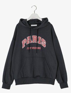 PARIS英文コットンフードパーカー