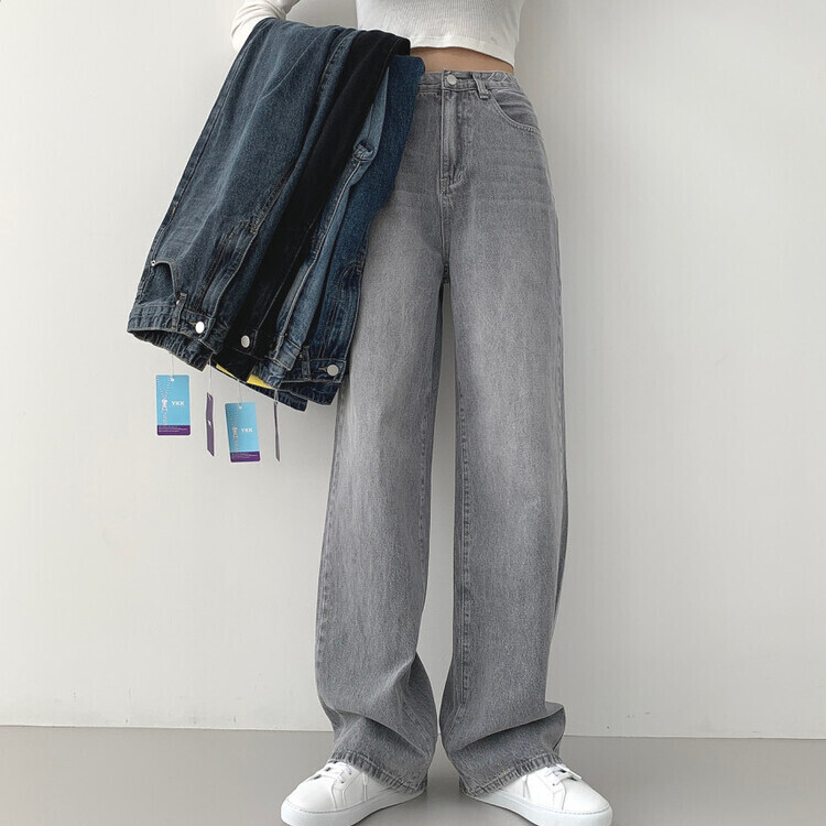 2XL인생 와이드 워싱 밴딩 롱와이드 제일 존예 데님팬츠 그레이