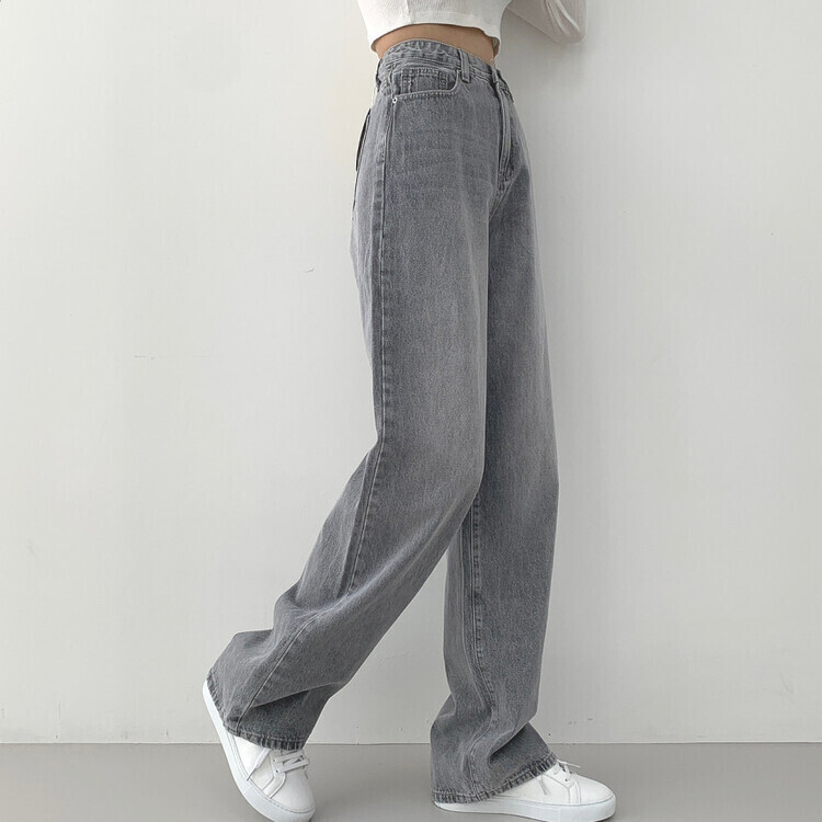 2XL인생 와이드 워싱 밴딩 롱와이드 제일 존예 데님팬츠 그레이
