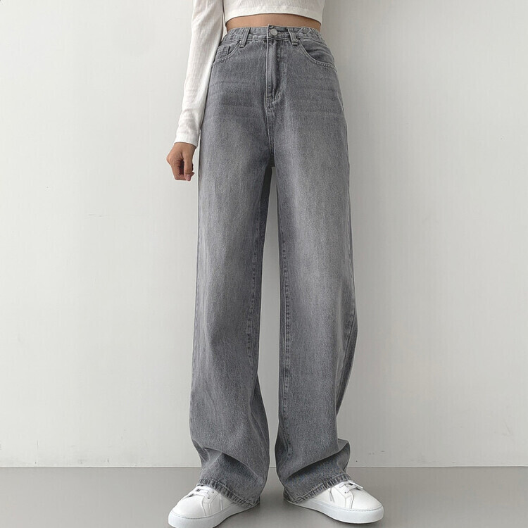 2XL인생 와이드 워싱 밴딩 롱와이드 제일 존예 데님팬츠 그레이