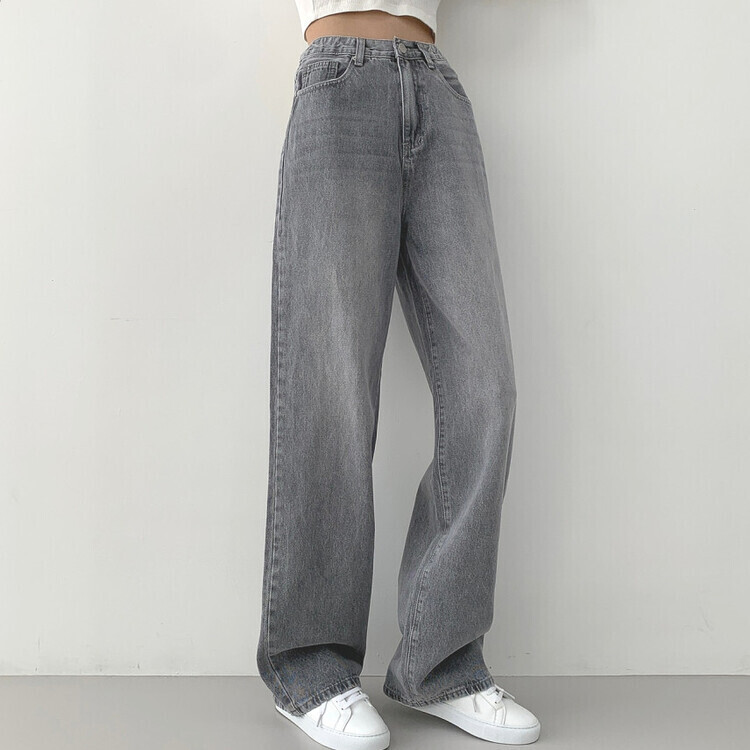 2XL인생 와이드 워싱 밴딩 롱와이드 제일 존예 데님팬츠 그레이