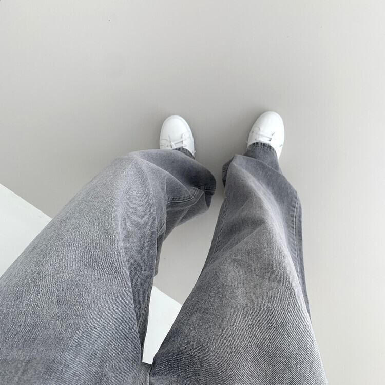 2XL인생 와이드 워싱 밴딩 롱와이드 제일 존예 데님팬츠 그레이