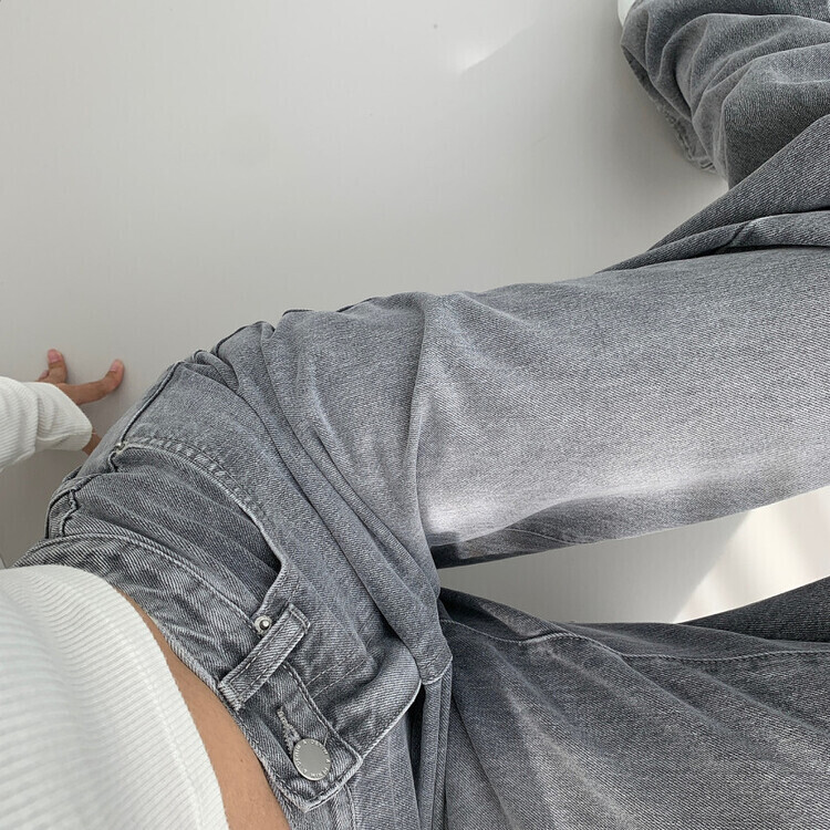 2XL인생 와이드 워싱 밴딩 롱와이드 제일 존예 데님팬츠 그레이