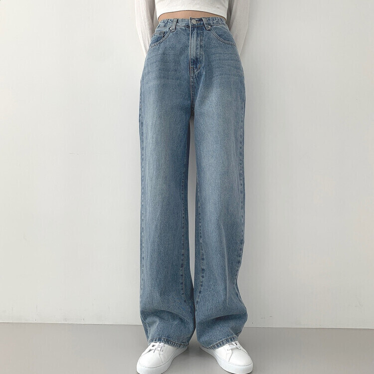 2XL인생 와이드 워싱 밴딩 롱와이드 제일 존예 데님팬츠 연청