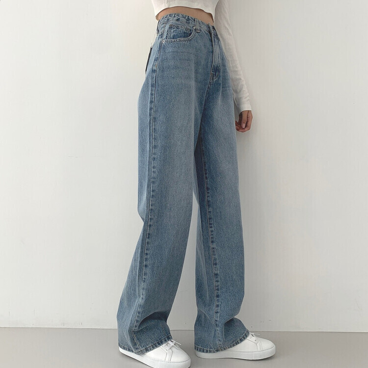 2XL인생 와이드 워싱 밴딩 롱와이드 제일 존예 데님팬츠 연청