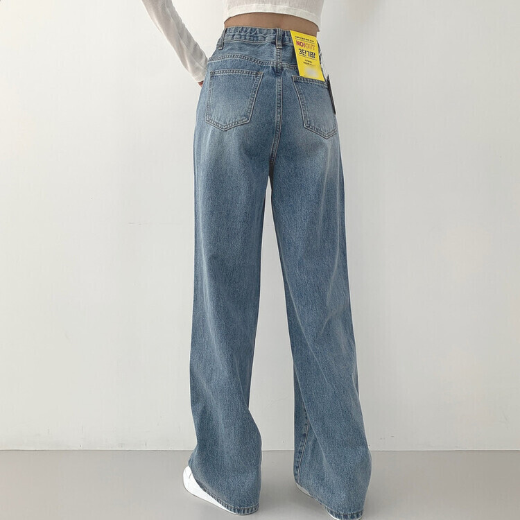 2XL인생 와이드 워싱 밴딩 롱와이드 제일 존예 데님팬츠 연청