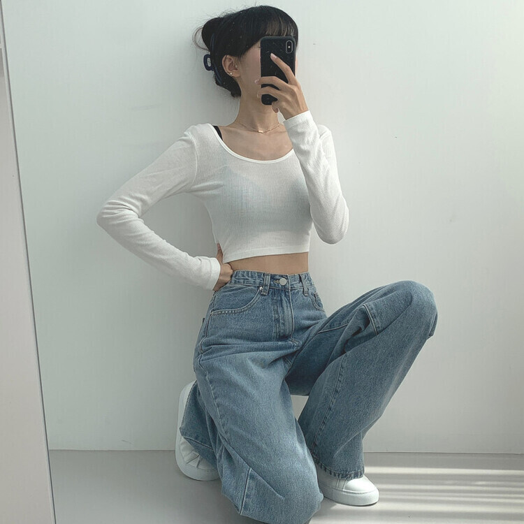 2XL인생 와이드 워싱 밴딩 롱와이드 제일 존예 데님팬츠 연청