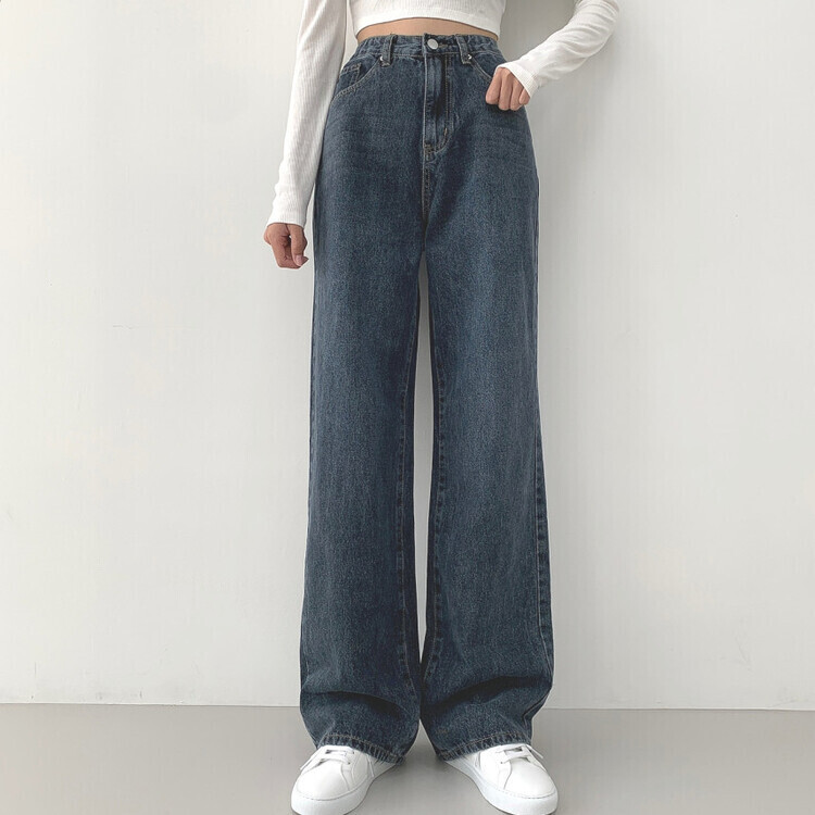 2XL인생 와이드 워싱 밴딩 롱와이드 제일 존예 데님팬츠 진청