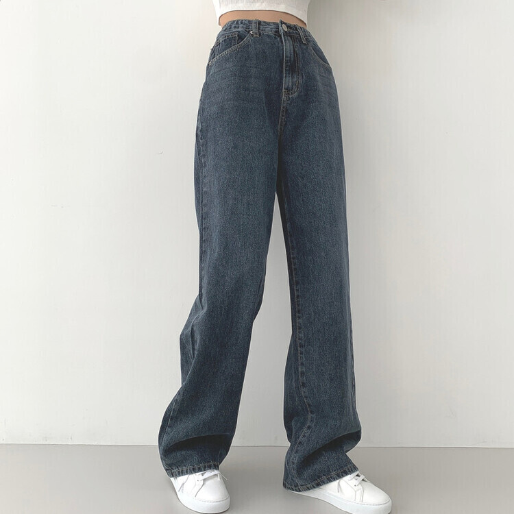 2XL인생 와이드 워싱 밴딩 롱와이드 제일 존예 데님팬츠 진청