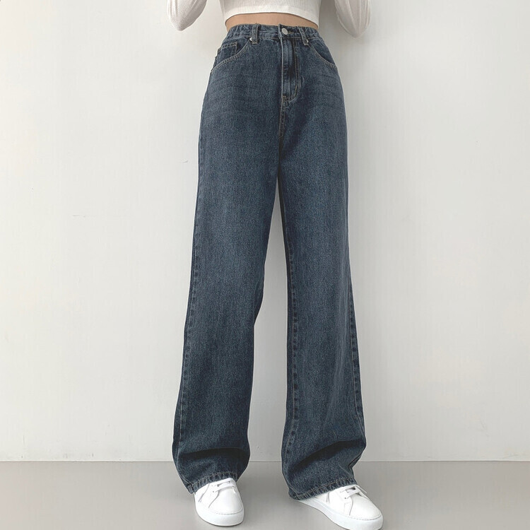 2XL인생 와이드 워싱 밴딩 롱와이드 제일 존예 데님팬츠 진청