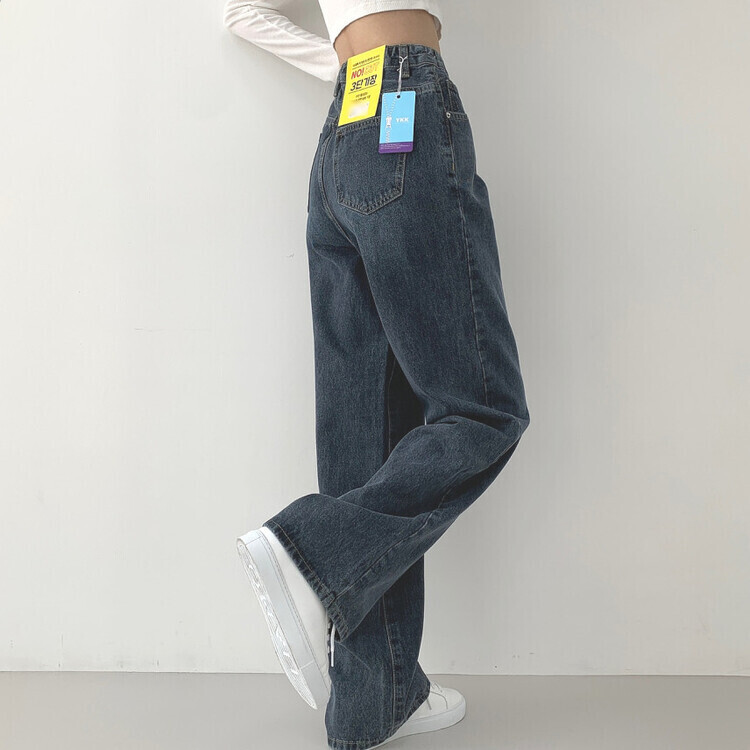 2XL인생 와이드 워싱 밴딩 롱와이드 제일 존예 데님팬츠 진청