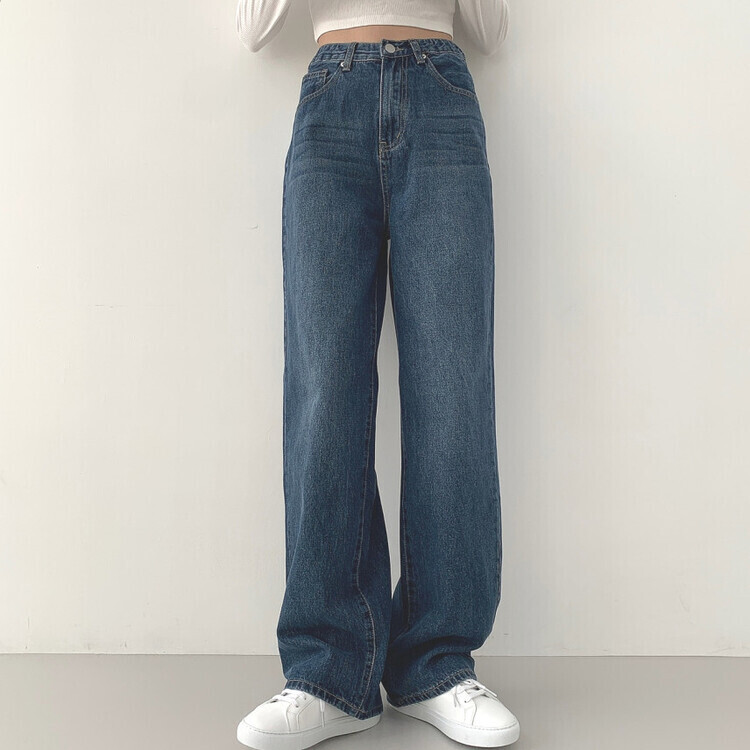 2XL인생 와이드 워싱 밴딩 롱와이드 제일 존예 데님팬츠 중청