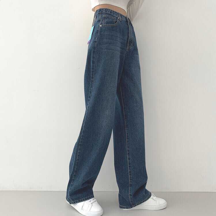 2XL인생 와이드 워싱 밴딩 롱와이드 제일 존예 데님팬츠 중청