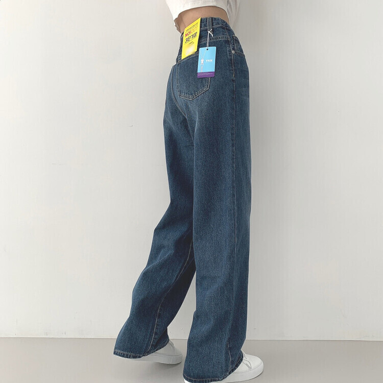 2XL인생 와이드 워싱 밴딩 롱와이드 제일 존예 데님팬츠 중청