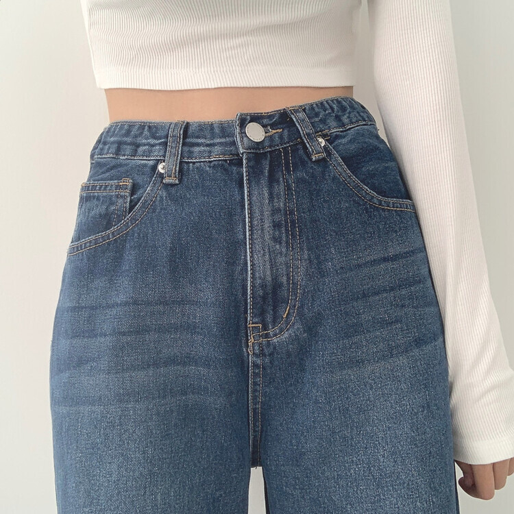 2XL인생 와이드 워싱 밴딩 롱와이드 제일 존예 데님팬츠 중청