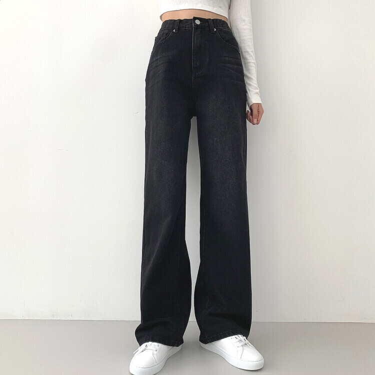 2XL인생 와이드 워싱 밴딩 롱와이드 제일 존예 데님팬츠 블랙