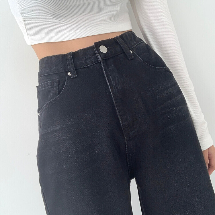 2XL인생 와이드 워싱 밴딩 롱와이드 제일 존예 데님팬츠 블랙