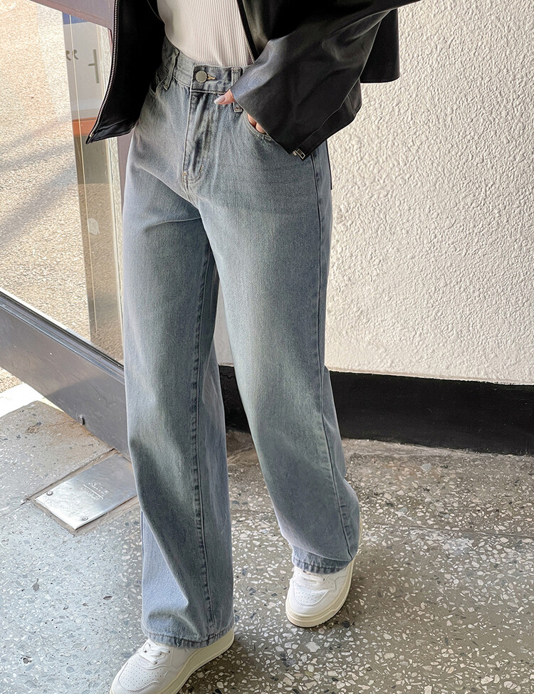 [숏,기본,롱~2XL] 와이드핏 밴딩 데님 팬츠 (5color) 라이트블루