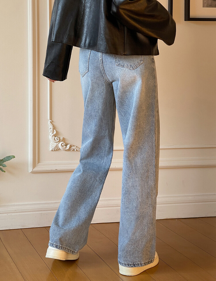 [숏,기본,롱~2XL] 와이드핏 밴딩 데님 팬츠 (5color) 라이트블루