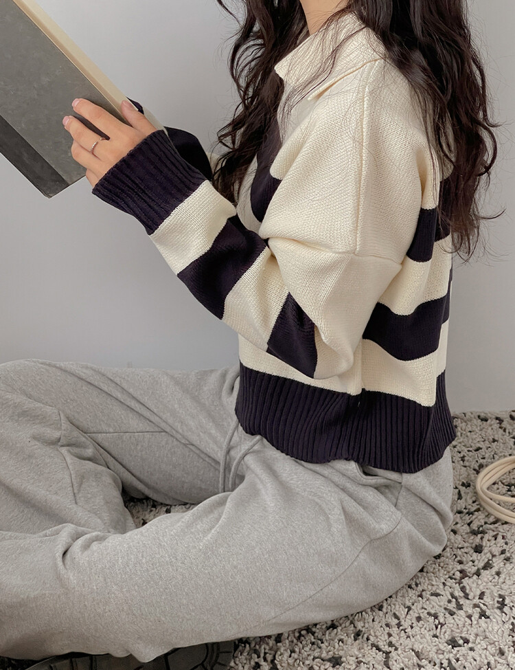 ストライプカラーネックニット｜ニット｜韓国ファッション通販 SONA