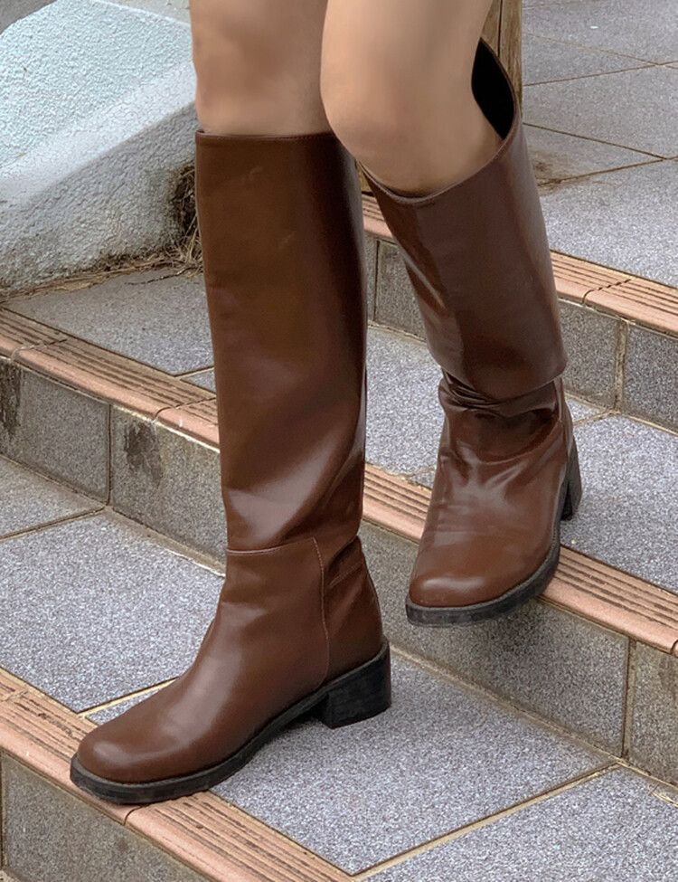 フェミニンレザーロングブーツ｜ブーツ｜韓国ファッション通販 SONA