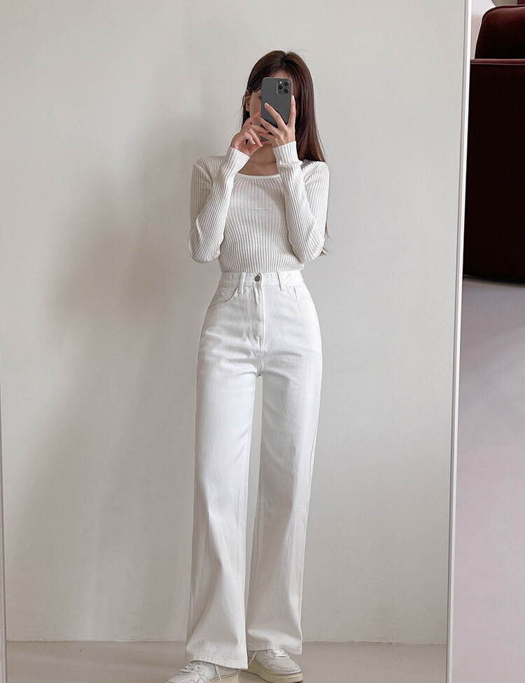 [5컬러/S~2XL/숏,기본,롱] 후기극찬! 와이드핏 롱 코튼팬츠 화이트