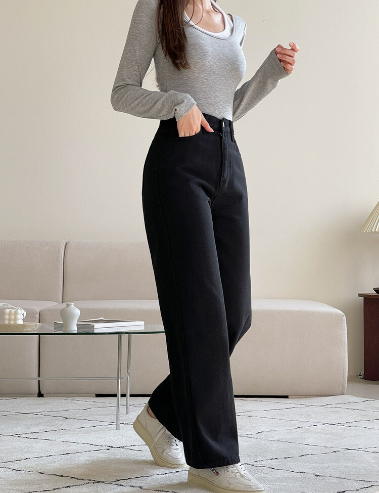 [5컬러/S~2XL/숏,기본,롱] 후기극찬! 와이드핏 롱 코튼팬츠 블랙