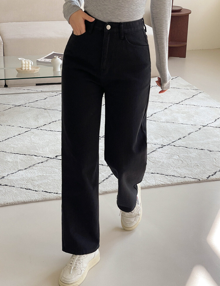 [5컬러/S~2XL/숏,기본,롱] 후기극찬! 와이드핏 롱 코튼팬츠 블랙