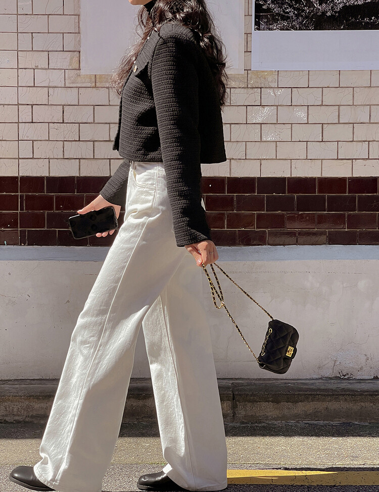 ✨리뷰극찬✨ 프렌치 시크 노카라 브이넥 트위드 자켓 블랙(브이넥)