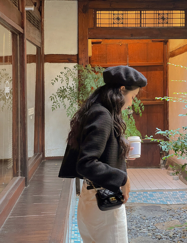 ✨리뷰극찬✨ 프렌치 시크 노카라 브이넥 트위드 자켓 블랙(브이넥)