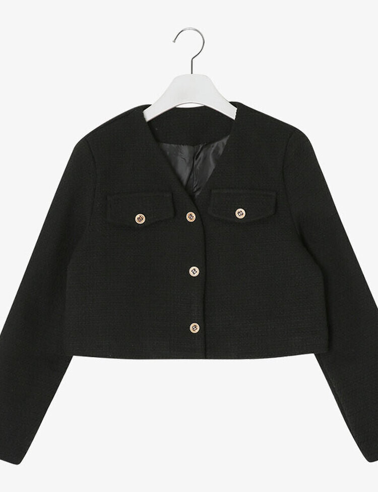 ✨리뷰극찬✨ 프렌치 시크 노카라 브이넥 트위드 자켓