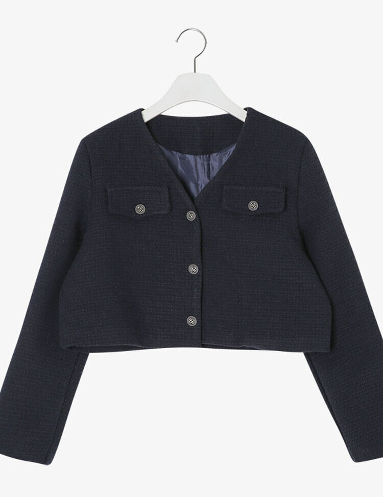 ✨리뷰극찬✨ 프렌치 시크 노카라 브이넥 트위드 자켓