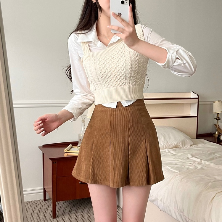 １点のみG/FORE韓国ジーフォア レディースコーデュロイスカートsizeS コーデュロイプリーツミニスカート｜ミニスカート｜韓国