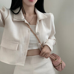 SET]カラークロップツイードジャケット+ミニスカート