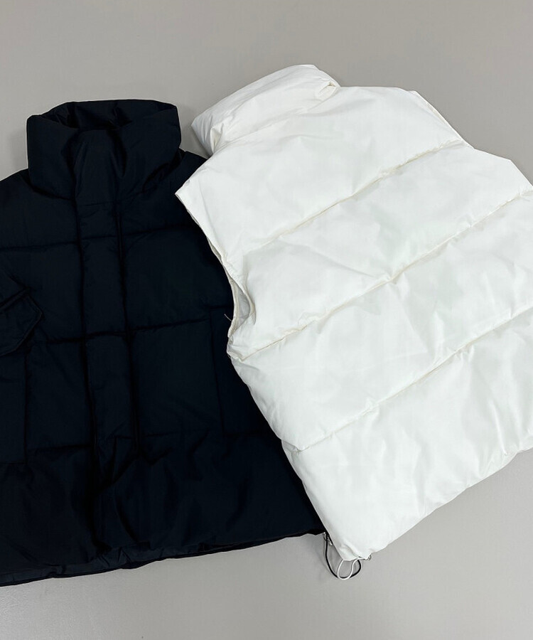 인생핏 하이넥 아방 루즈 도톰 스트링 패딩조끼