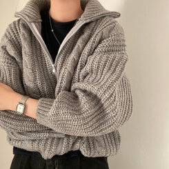 スタジオニコルソン 23AW ボイルドウールハーフジップニットカーディガン レディース】BOILED WOOL CARDIGAN | STUDIO NICHOLSON(スタジオ