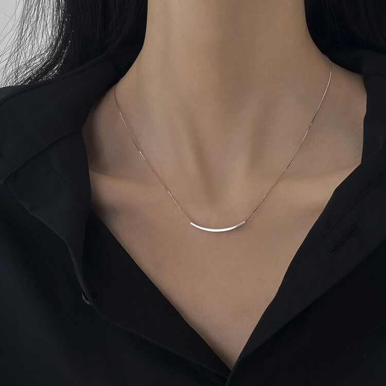 スティックシルバーチェーンネックレス シルバー