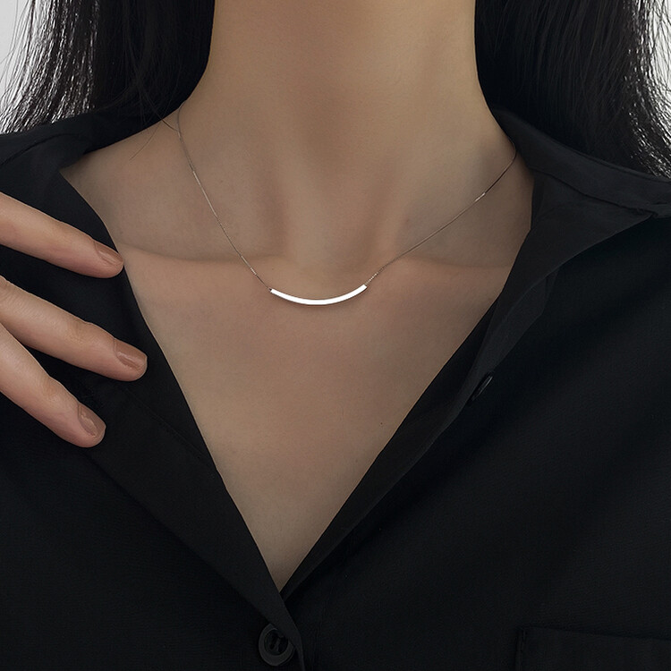 スティックシルバーチェーンネックレス シルバー