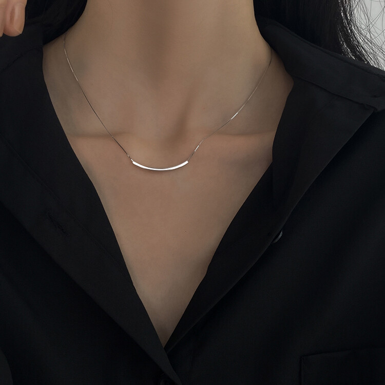 スティックシルバーチェーンネックレス シルバー