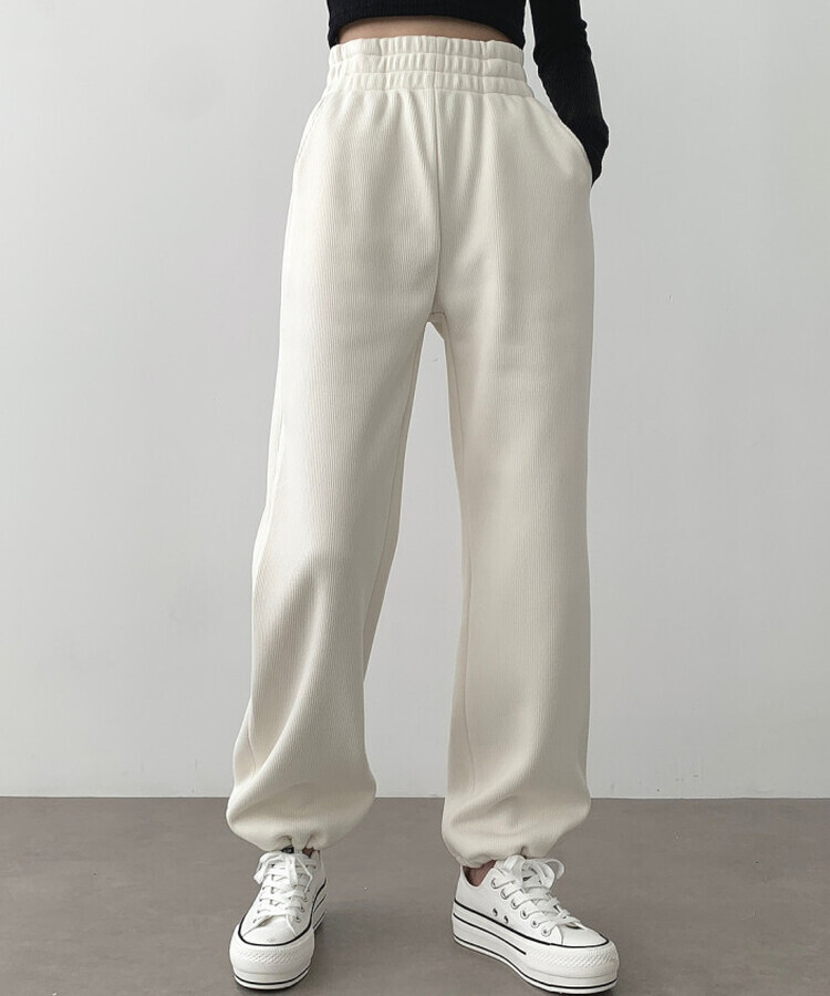 코듀로이 융털기모 골덴 투웨이 롱와이드 조거 따돗 팬츠 베이지