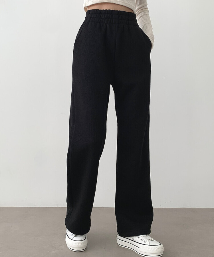 코듀로이 융털기모 골덴 투웨이 롱와이드 조거 따돗 팬츠 블랙